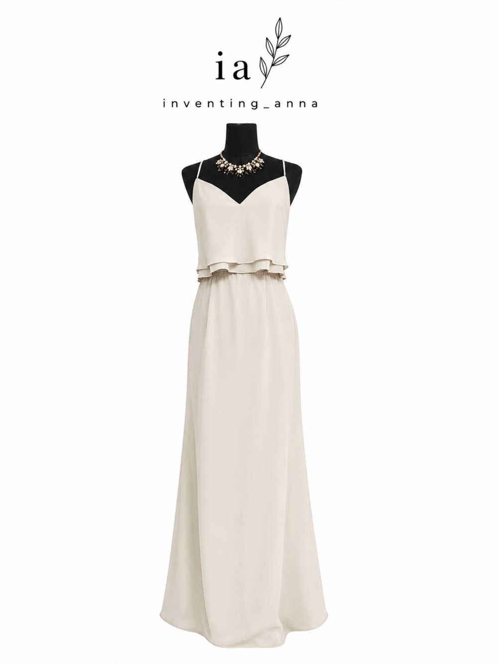 JASMINE BRIDESMAIDS Formal tiered A-Line gown with rhinestone straps